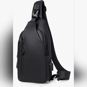 Black Sling Backpack USB Charging Crossbody Unisex